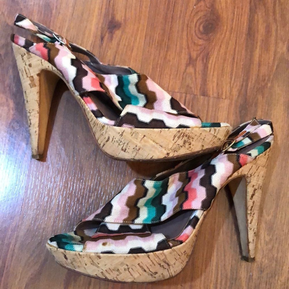 Missoni Open toe cork sandal platforms. 5 inch size 38